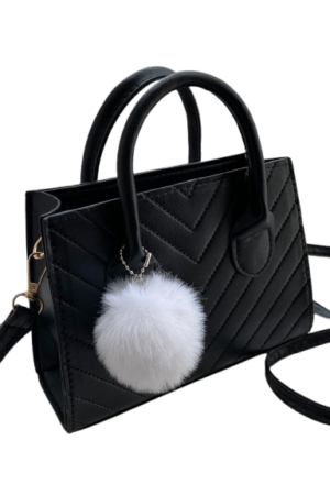 Elegant Chevron Square PU Leather Tote – Double Handle Valentine Collection