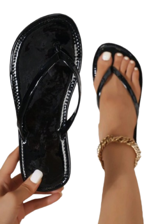 Flat Black Women’s Thong Sandals — Clean Design, Everyday Comfort, Confident Summer Style